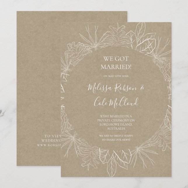 Invierno ruso | Invitación de Kraft Elopement (Anverso / Reverso)
