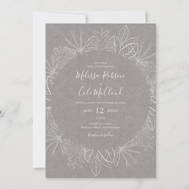 Invierno ruso | Invitación Gris En Una Boda (Anverso)