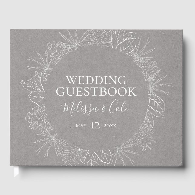 Invierno ruso | Libro de invitados de Boda gris (Anverso)