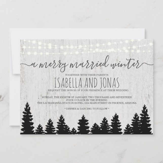 Invierno rústico de la invitación el | de la boda (Anverso)