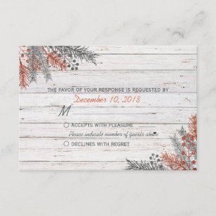 Invierno Rústico Whitewashed Wood Wedding RSVP