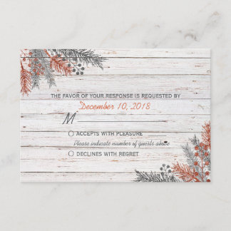 Invierno Rústico Whitewashed Wood Wedding RSVP