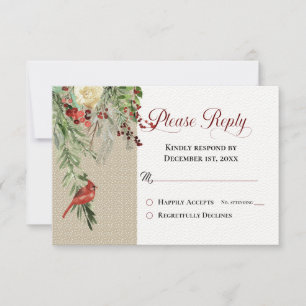 Invierno simple con cardenal y Boda floral