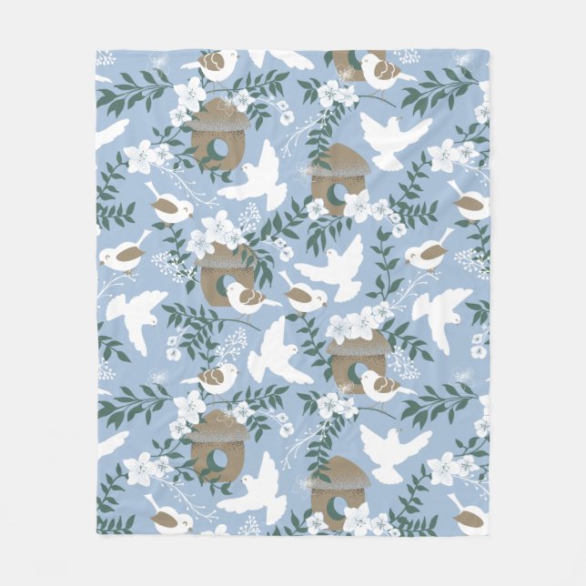 invierno tranquilo y acogedor manta de color azul  (Anverso)