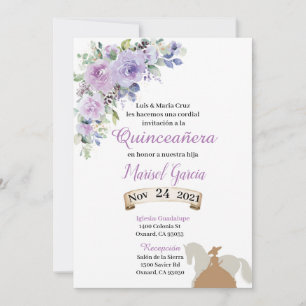Invitació n Quinceañ era Purple Lilac Floral cha