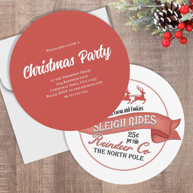 Invitación (Christmas holiday party circle invitations.)