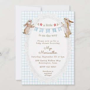 Invitación 001 Cielo Azul Dulce Conejito Cuadros de Bebé Fies