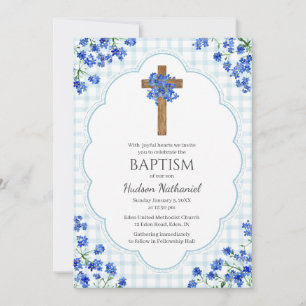 Invitación 001 Cielo Azul Flor de la Rustica Cruz Diseño Baut