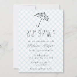 Invitación 001 Paraguas Moderno de Color Azul Cielo para Baby