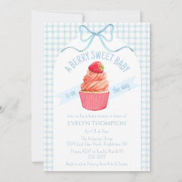 Invitación 001 Sky Blue Berry Sweet Strawberry Baby Shower
