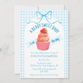 Invitación 002 Cerulean Berry Sweet Strawberry Baby Shower