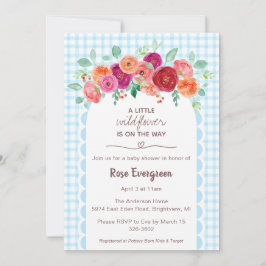 Invitación 002 Cerulean Watercolor Wildflower Baby Shower