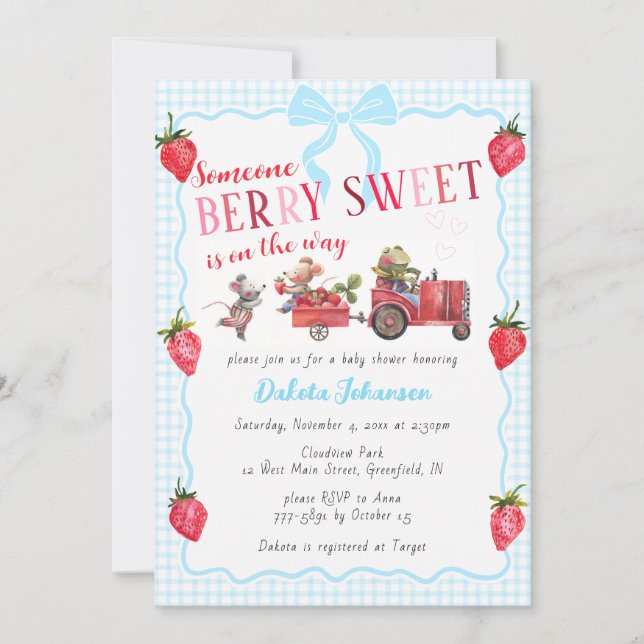 Invitación 002 Fiesta de Bebé Granja Dulce de Frutas con Cuad (Anverso)