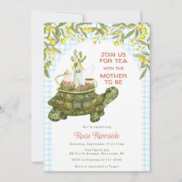 Invitación 002 Fiesta Infantil Tortuga Jardín de Té Azul Cerú