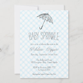 Invitación 002 Paraguas Moderno de Gingham para Baby Sprinkle