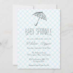 Invitación 002 Paraguas Moderno de Gingham para Baby Sprinkle