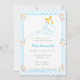 Invitación 002 Regadera de Cuadros Azules Cerúleo para Baby S