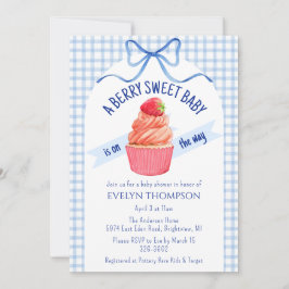 Invitación 003 Cobalt Blue Berry Sweet Strawberry Baby Shower