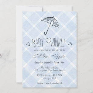 Invitación 003 Paraguas de Cuadro Cobalt Baby Sprinkle Shower
