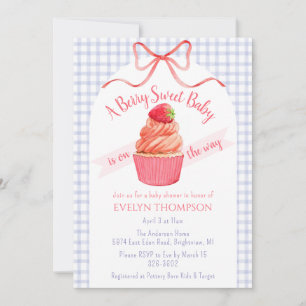 Invitación 004 Indigo Azul Fresa Dulce Strawberry Baby Shower