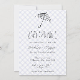 Invitación 004 Indigo Paraguas Moderno para Baby Sprinkle Gin