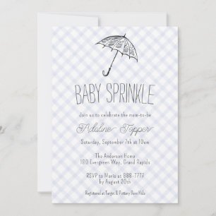 Invitación 004 Indigo Paraguas Moderno para Baby Sprinkle Gin