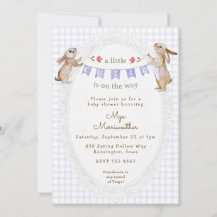 Invitación 005 Iris Morado Conejo Dulce Cuadros de Bebé Cumpl