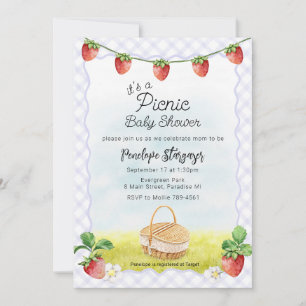 Invitación 005 Iris Morado Fresa Pícnic Baby Shower