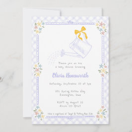 Invitación 005 Regadera de Gingham Lavanda de Iris Baby Showe