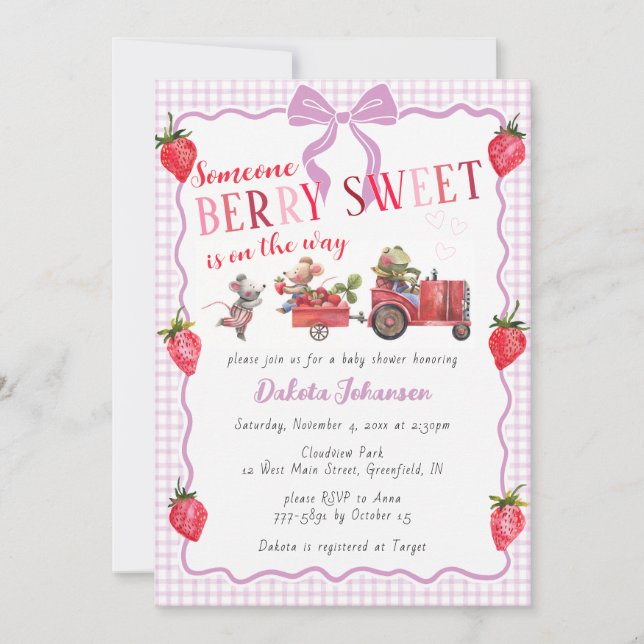 Invitación 006 Fiesta de Bebé Granja Dulce de Frutas con Cuad (Anverso)