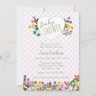 Invitación 006 Fiesta Infantil Corazón Floral Cuadro de Vino