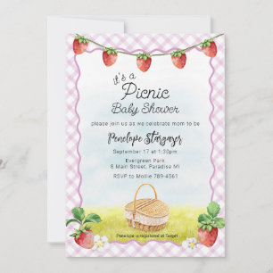 Invitación 006 Vino Morado Fresa Pícnic Baby Shower