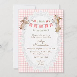 Invitación 007 Conejo Dulce Rojo a Cuadros Baby Shower