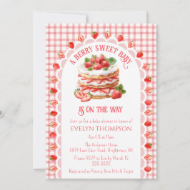 Invitación 007 Red Gingham Strawberry Shortcake Baby Shower