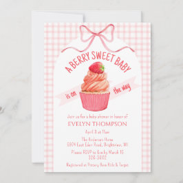 Invitación 008 Blush Pink Berry Sweet Strawberry Baby Shower