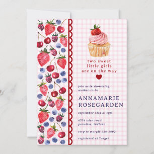 Invitación 009 Cupcake de Cumpleaños de Fuchsia Rosa Parche d