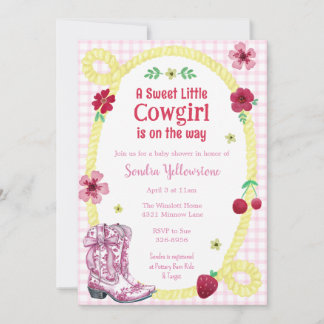 Invitación 009 Fiesta de Bebé Vaquera de País Fuchsia
