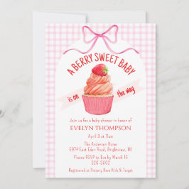 Invitación 009 Fuchsia Berry Sweet Strawberry Baby Shower