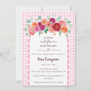 Invitación 009 Rosa Fucsia Aquarela Baby Shower Flor Silvestr