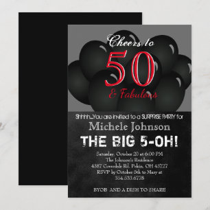 Invitación 00.ª fiesta de cumpleaños con globos negros