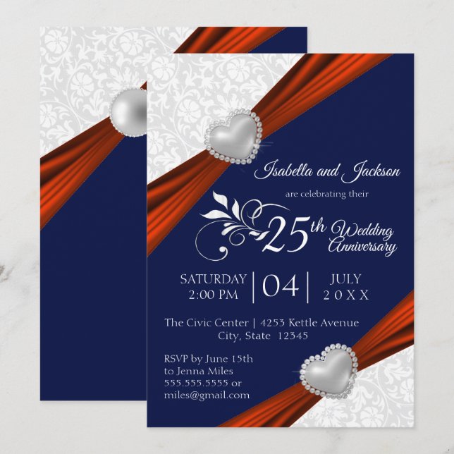 Invitación 00° Aniversario - Rojo, Blanco y Azul (Anverso / Reverso)