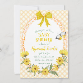 Invitación 010 Amarillo Ámbar Lazo de Margarita a Cuadros Fie