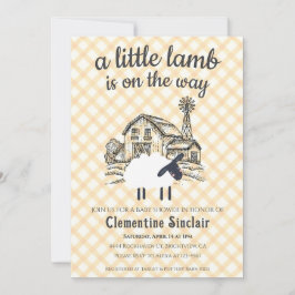 Invitación 010 Amber A Little Lamb Farm Gingham Baby Shower