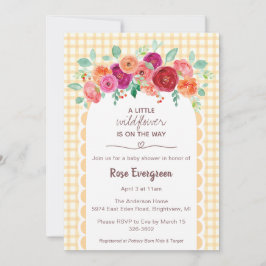 Invitación 010 Amber Plaid Watercolor Wildflower Baby Shower