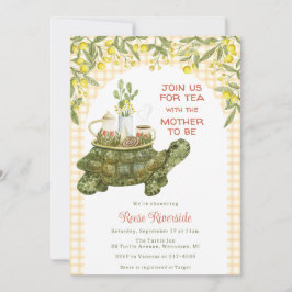 Invitación 010 Naranja Ámbar Jardín Té Tortuga Fiesta de Bebé