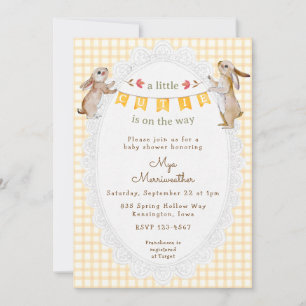 Invitación 010 Naranja Ámbar Suave Bunny Cuadros de Bebé Fies