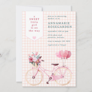 Invitación 011 Terracotta Dulce Floral Chica Bicicleta Baby S