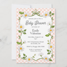 Invitación 011 Terracotta Rust Floral Daisy Plaid Baby Shower