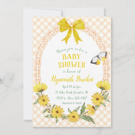 Invitación 012 Amarillo Cobre Margarita Lazo Gingham Baby Sho