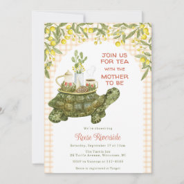 Invitación 012 Fiestade Bebé Tortuga de Té del Jardín Naranja